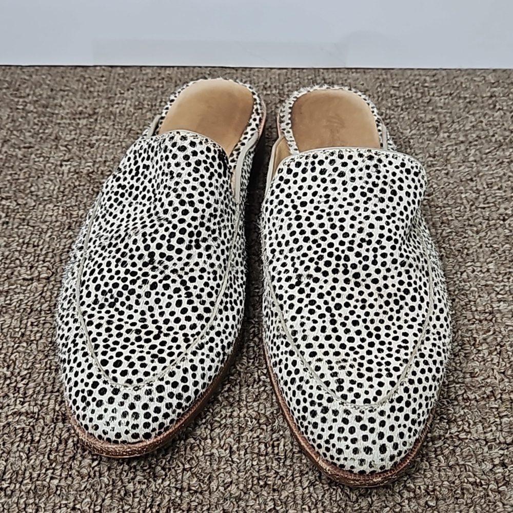 Madewell Polka Dotted Cow Hair Mules Slipons sz 5 1/2 Women's - Picture 2 of 6